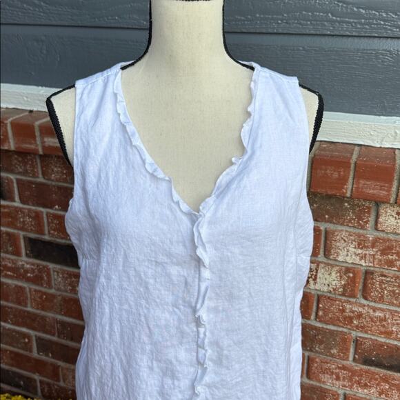 Pure Jill J. Jill Size M Elements White Seam 100% Linen MIDI Dress with Pockets - Picture 2 of 8